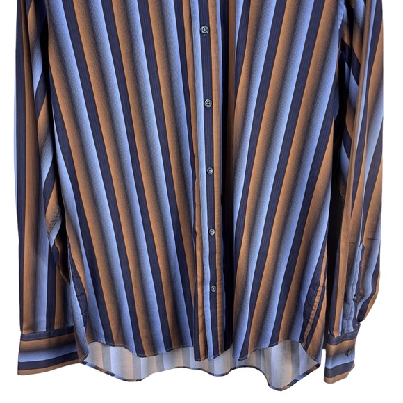 Bugatchi Electric Blue Striped 100% Cotton Long Sleeve Shirt NO Size Tag *LARGE* - Picture 7 of 13